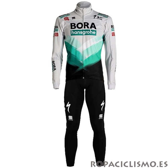 2021 Maillot Bora-Hansgrone Tirantes Mangas Largas Blanco